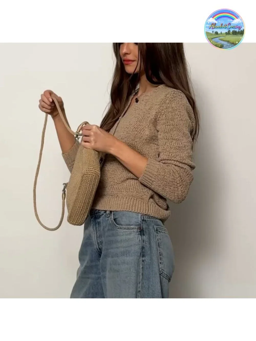 Hand-Crochet 3-in-1 Convertible Crossbody Purse & Clutch, Zip Closure